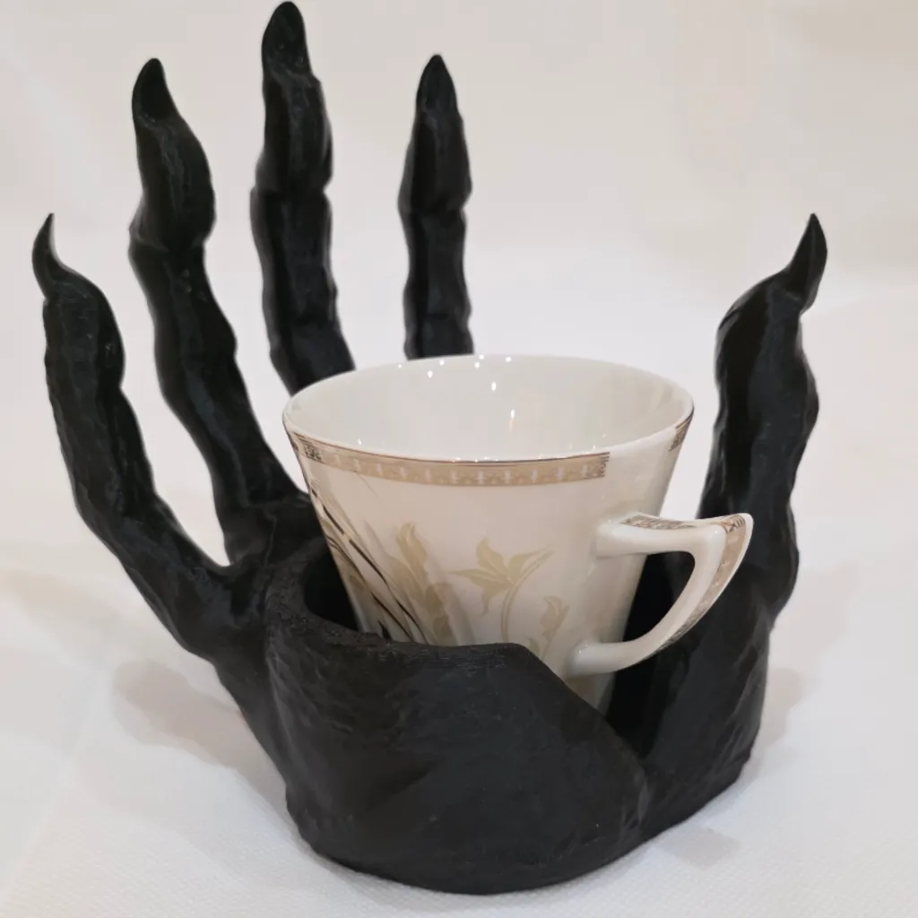 Hand Mug Holder – 3D Printed Gothic Cup Stand (Black)