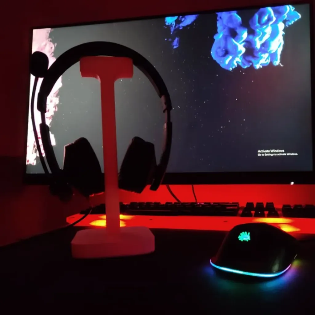 Premium Headphone Stand – Desktop Headset Holder (Red)